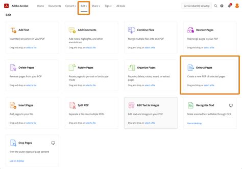 How to extract pages from an exisitng PDF document online.